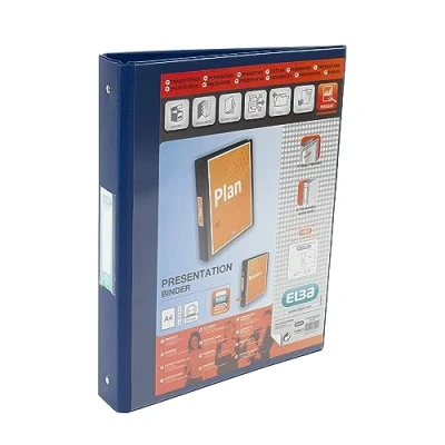 Abbildung von Emgee 590101 Ringbuch, PVC mit transparenter Fronttasche, 4 O Ringe, Kapazität 25 mm, Format A4, Blau