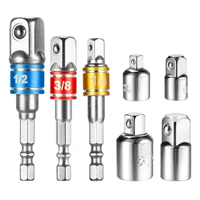Abbildung von Akkuschrauber Stecknussadapter Set inkl. 3tlg. Sechskant Stecknuss Adapter Steckschlüssel Schraubenschlüssel+4tlg. 1/4 auf 3/8, 3/8 1/4, 1/2, 1/2