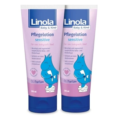 Abbildung von Linola Baby &amp; Kind Pflegelotion sensitive 2 x 200 ml für Gesicht und Körper pflegende Hautcreme sensible Kinderhaut