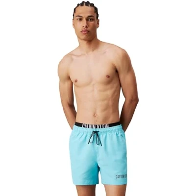 Abbildung von Calvin Klein Swimwear Medium Double Badeshorts, Herren, Größe: XXL, Blue punch