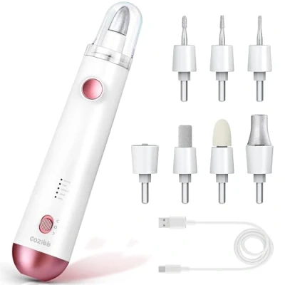 Abbildung von CoziBB Tragbarer Elektrischer Kabelloser Nagelpolierer, Wiederaufladbares Maniküre Und Pediküre Set Mit 8 Professionellen Nagelfeilen, 5 Einstellbaren Geschwindigkeiten LED Licht