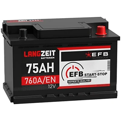 Abbildung von LANGZEIT Autobatterie EFB Batterie Start Stop Starterbatterie (75Ah 12V)