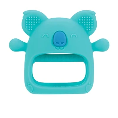 Abbildung von Nuby — Mitten, Zahnungshandschuhe aus Silikon, BPA frei, Blauer Koala, ab 3 Monaten