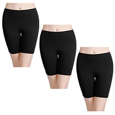 Abbildung von wirarpa Boxershorts Damen 3er Pack Lang Baumwolle Unterwäsche Weich Panties Hosen Unter Kleid Schwarz Größe 2XL