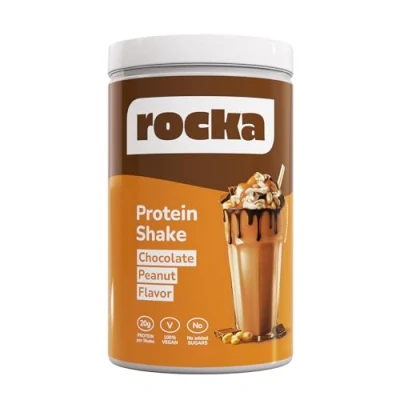 Abbildung von rocka Protein Shake veganes Proteinpulver Pflanzliches Pulver mit 20 g pro Portion Multikomponentenprotein 100% Geschmack No Whey (1000 g, Chocolate Peanut)