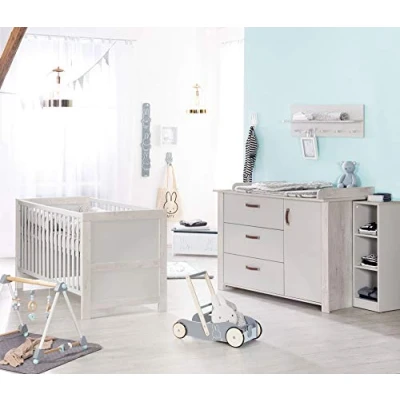 Abbildung von roba Kinderzimmerset &#039;Mila&#039;, inkl. Baby /Kinderbett 70 x 140 cm und Wickelkommode, grau