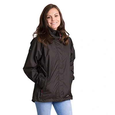 Abbildung von Trespass Lanna II, Black, XXS, Wasserdichte Jacke mit einrollbarer Kapuze für Damen, XX Small / 2XS 2X Small, Schwarz