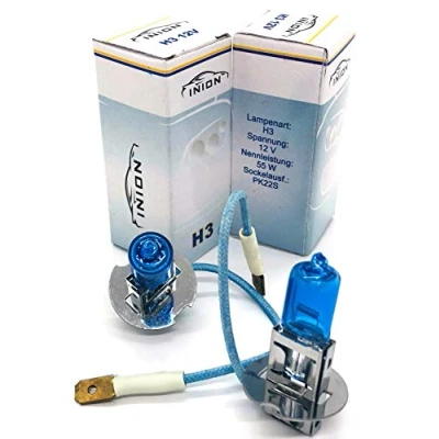 Abbildung von INION 2x Stück H3 55W PK22s 12V Halogen Lampen Blue Vision Optik Faltschachtel (H3)