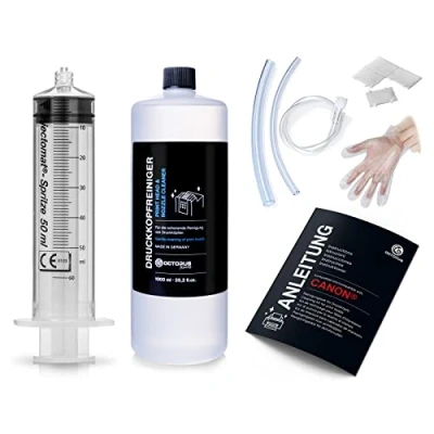 Abbildung von Octopus Düsenreiniger, Druckkopfreiniger kompatibel für Canon Pixma Druckköpfe mit Schlauchadaptern (1000 ml)