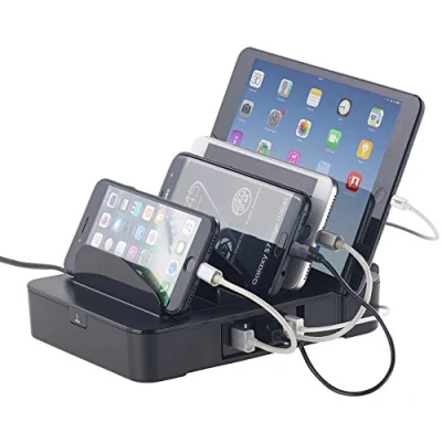Abbildung von revolt Ladestation Handy: 6 Fach mit 5 Port USB Netzteil, Smart Power, 40 Watt, 8 A (Multiladegerät, Handy Laden, Schreibtisch Steckdose)
