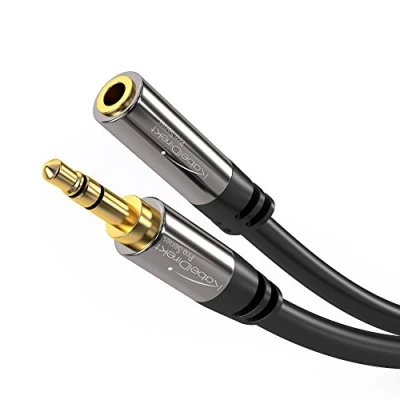 Abbildung von KabelDirekt 1 m Kopfhörer Verlängerungskabel, 3,5 mm Klinken Verlängerung (Aux Audiokabel, Klinkenstecker/Klinkenbuchse, nahezu unzerstörbares Metallgehäuse, ideal für Kopfhörer, schwarz)