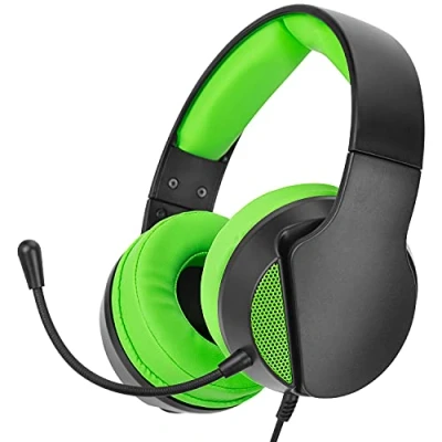 Abbildung von NITHO Janus Gaming Headset für PC/PS4/PS5/Xbox One/Xbox Series XS/Mobile/Tablet, mit Bügelmikrofon, 40 mm Treiber, 3.5 Audioanschluss, Over Ear Kopfhörer Kabel Grün
