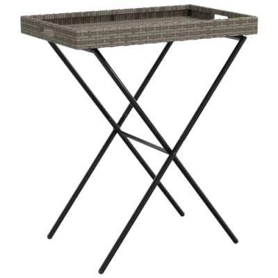 Abbildung von vidaXL Gartentisch Tabletttisch Klappbar Grau 65x40x75 cm Poly Rattan (1 St)