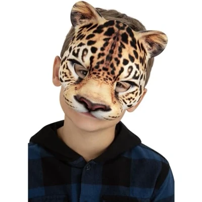 Abbildung von Smiffys Verkleidungsmaske Leopard Maske für Kinder, Tierische Halbmaske aus Kunststoff Kinder