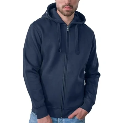Abbildung von HRM Herren 707 Premium Hooded Jacket I Fair Trade Kapuzenjacke, 320 g/m² Aus 70% Baumwolle &amp; 30% recyceltem Polyester, Navy, S