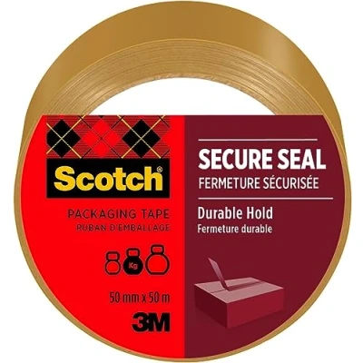 Abbildung von Scotch Verpackungsklebeband für einen sicheren Verschluss, Braun, 50 mm x m, 1 Rolle/Packung Ideal zum Verschließen von Paketen und Kartons