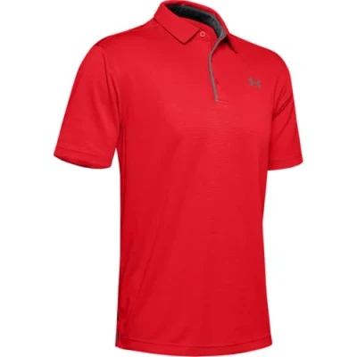 Abbildung von Under Armour Herren Tech atmungsaktives Poloshirt Komfortables und kurzärmliges Sportshirt mit Loser Passform, Red/Graphite Graphite, S EU