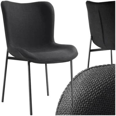 Abbildung von tectake® Polsterstuhl, Stuhl für Küche, Esstisch, Sessel Schminktisch, Cocktailsessel, als Elegante Esszimmerstühle oder Wohnzimmerstühle edles Dining Webstoff Off White/schwarz