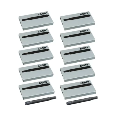 Abbildung von Lamy T10 10er Set Tintenpatronen mit großem Tintenvorrat geeignet für alle Patronenfüllhaltermodelle Inhalt 1,25ml je Patrone 5 Stück pro Päckchen Tintenfarbe schwarz