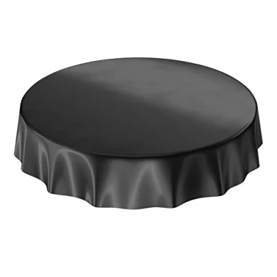 Abbildung von Wachstuchtischdecke Wachstuch abwaschbare Tischdecke Uni Glanz Einfarbig Schwarz Schnittkante Rund 140cm