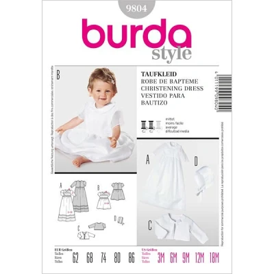 Abbildung von Burda Schnittmuster 9804 Taufkleid Gr. 62 86