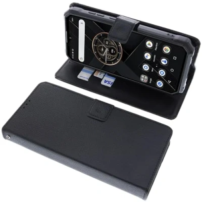Abbildung von foto kontor Tasche kompatibel mit Oukitel WP23 Schutzhülle schwarz Book Style Case Handy Schutz Hülle Buch Wallet Handyhülle Cover Klapphülle Ständer Handytasche