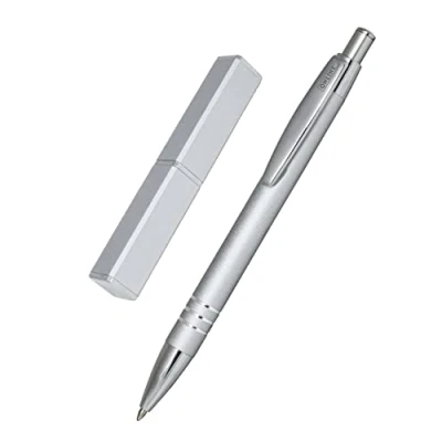 Abbildung von Online 43029 Kugelschreiber Graphite, edler Metall Kugelschreiber, Druckkugelschreiber aus Aluminium, auswechselbare Mine, Schreibfarbe schwarz, Geschenk Idee, Graphite Silver, 1 Stück (1er Pack)
