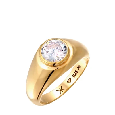 Abbildung von Kuzzoi Sparkling Basic Ring goldcoloured, Herren, Größe: 54, Gold coloured