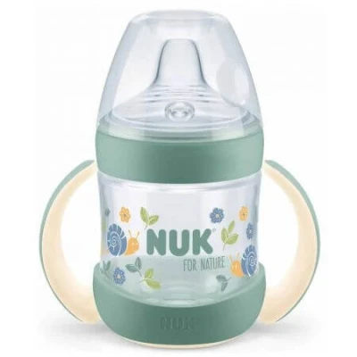 Abbildung von NUK for Nature Schnabeltasse 6 18 Monate 150 ml Griffe &amp; brustähnlicher nachhaltiger Silikonauslauf auslaufsicher Anti Kolik Temperaturkontrolle BPA frei Grün