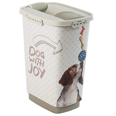 Abbildung von Rotho MyPet Cody Tierfutterbehälter 25l mit Deckel und Schüttvorrichtung, Kunststoff (PP) BPA frei, anthrazit/weiss, (33.0 x 25.0 46.3 cm)