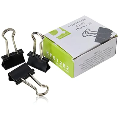 Abbildung von Q Connect KF01282 Briefklemmer, Foldback Klammer 19mm 10 stück schwarz