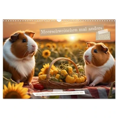 Abbildung von Meerschweinchen mal anders! (Wandkalender 2025 DIN A3 quer), CALVENDO Monatskalender