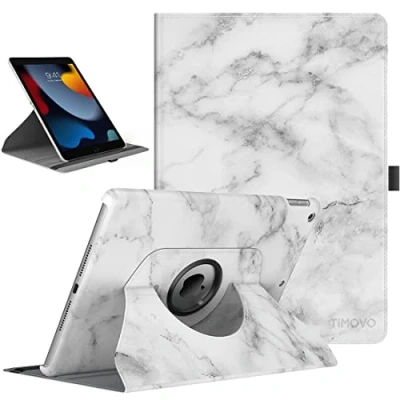 Abbildung von TiMOVO Hülle für Neu iPad 9. Gen 2021 / 8. 2020/7. 2020 10,2 Zoll, 360 Grad Drehung Schutzhülle Drehbar Ständer Magnetisch Auto Schlaf/Wach Weißer Marmor