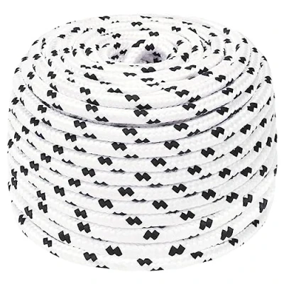 Abbildung von vidaXL Bootsseil Geflochten Festmacher Seil Flechtleine Bootstau Flechtschnur Tauwerk Ankerleine Mehrzweckseil Leine Weiß 8mmx25m Polyester