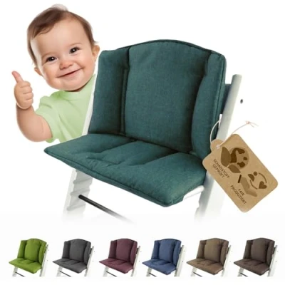 Abbildung von BAMBINIWELT Sitzkissen Auflage Bezug Ersatzkissen Kissen kompatibel mit Stokke Tripp Trapp Hochstuhl (meliert olive)