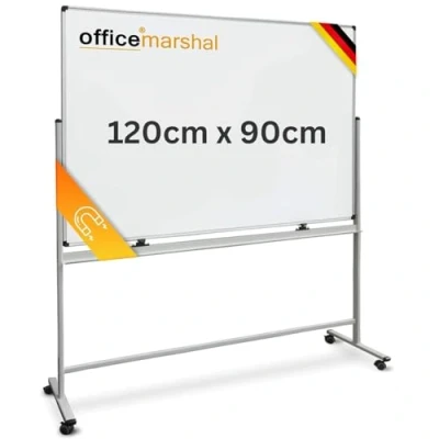 Abbildung von OfficeMarshal Magnetisches Whiteboard 90x120cm mit Alurahmen und abnehmbare Stiftablage für Büro, Heim Schule, Magnettafel kratzfest trocken abwischbar Magentboard (Stanford)