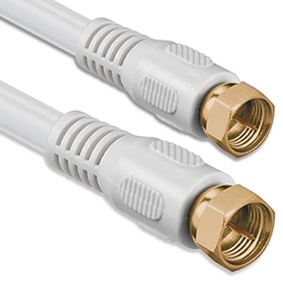 Abbildung von 1aTTack.de SAT Antennenkabel 3,5 Meter 2X geschirmt vergoldet, F Stecker &gt; (vollständig geschirmt) weiß Gold 85db