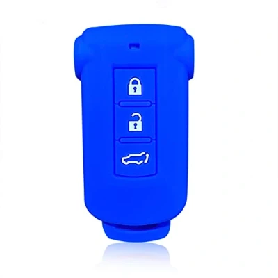 Abbildung von Nordecco Silikon Schlüssel Schutzhülle für Mitsubishi Outlander PHEV Pajero Delica D5 2014 2017 2018 3 Tasten KeyLess (blau)