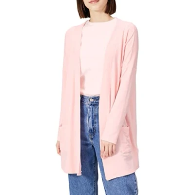 Abbildung von Amazon Essentials Damen Leichte Lounge Strickjacke aus Terry Frottee, Vorne Offen, Bequeme Passform, Hellrosa, S