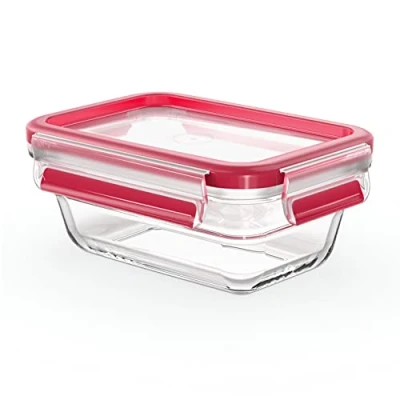 Abbildung von Emsa Frischhaltedose CLIP &amp; CLOSE GLAS, Rot, 0,45 Liter, Borosilikatglas, Kunststoff, Silikon