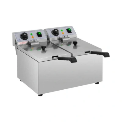 Abbildung von Royal Catering Fritteuse Edelstahl Gastronomie Elektro 2 x 8 L Kaltzone