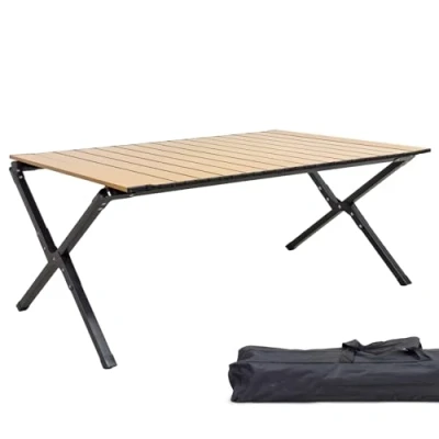 Abbildung von Grafner Campingtisch 89x58x43cm Klapptisch Holzoptik inkl. Transporttasche (2 St., Tisch und Transporttasche), 89x58x43cm, Carbon Stahl