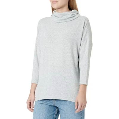 Abbildung von ONLY Women&#039;s ONLELCOS Cowlneck 4/5 SOLID TOP JRS Pullover, Light Grey Melange, XS