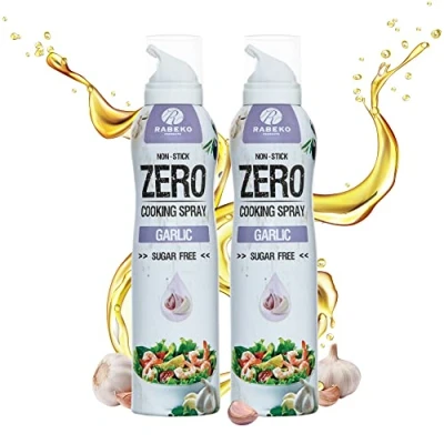 Abbildung von Rabeko Zero Kochspray kalorienarm KNOBLAUCH 800 Portionen,2 kcal pro Sprühstoß Pfannenspray zum Braten,Grillen &amp; Backen ohne Zusätze,ohne Zucker Gluten und Laktosefrei 2 x 200ml