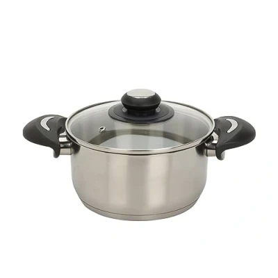 Abbildung von Spetebo Kochtopf Edelstahl mit Glasdeckel 2,1 L / Ø 18 cm, (Packung, 2 tlg., Topf Deckel), Universal Küchen Griffen