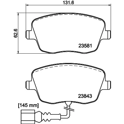 Abbildung von HELLA 8DB 355 018 811 Bremsbelagsatz mit integriertem Verschleißwarnkontakt Bremssattelschrauben Zubehör SKODA: Fabia 2 Schrägheck