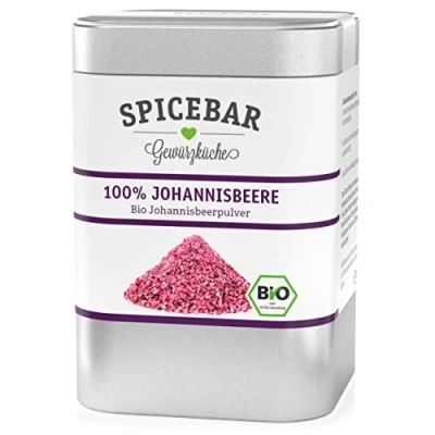 Abbildung von Spicebar Johannisbeerpulver Bio 60 Gramm Fruchtpulver gefriergetrocknet aus 100% Johannisbeeren/Cassis ideal für Porridges, Smoothies, zum Backen oder als Topping Quarkspeisen