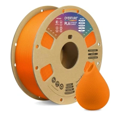 Abbildung von OVERTURE Filament PLA 1.75mm Aufgerüstet, 3D Drucker 1kg Spule (2.2 LBS), Maßgenauigkeit +/ 0.02mm (Orange)