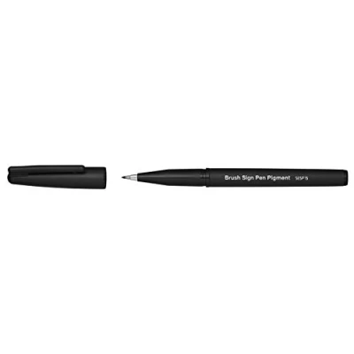 Abbildung von Pentel SESP15 AX Brush Sign Pen Pigment mit pigmentierter Tinte, Faserschreiber, pinselähnliche Spitze, schwarz, 12 Stück