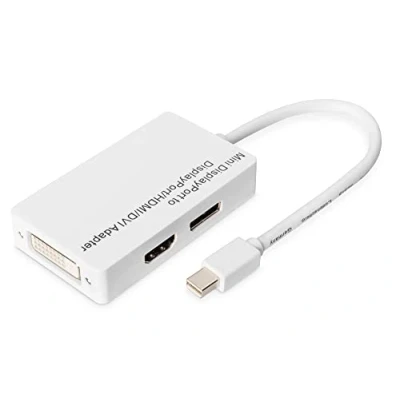 Abbildung von DIGITUS Mini DisplayPort Grafik Y Adapter, mDP zu DVI D + HDMI VGA, Full HD 60 Hz, Weiß